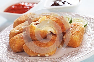 Breaded mozzarella cheese sticks