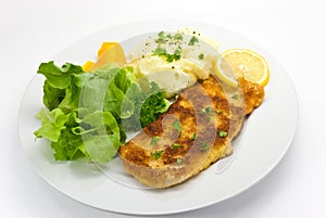 breaded pork chop with lettuce
