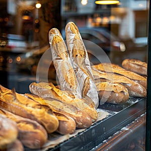 Breads in a bakery window