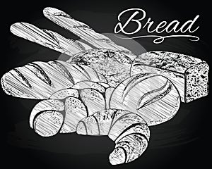 Breads on the chalkboard background