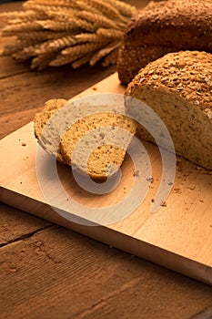 Breads on chopping board