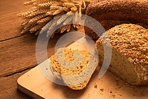 Breads on chopping board