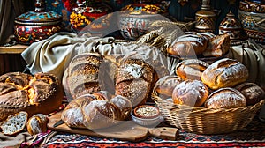 Breads and other baked goods on display