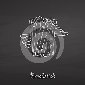 Breadstick food sketch on chalkboard