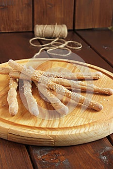 Breadsticks with sesame, grissini