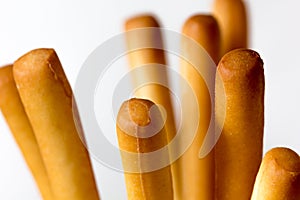 Breadsticks on white background