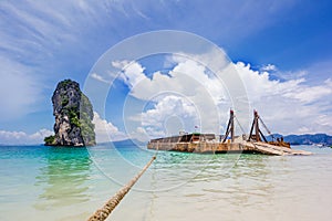 Break buld carrier on the beautiful beach