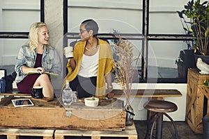 Break Casual Coffee Shop Coworker Cheerful Concept