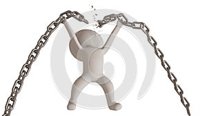 Break chains free freedom breaking man human character - 3d rendering