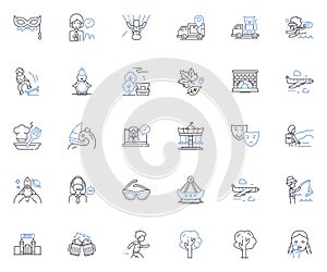 Break line icons collection. Pause , Relax , Rest , Breathe , Escape , Chill , Unwind vector and linear illustration