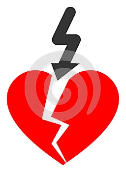 Break Love Heart Raster Icon Flat Illustration