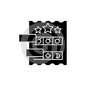 Break open lottery ticket black glyph icon
