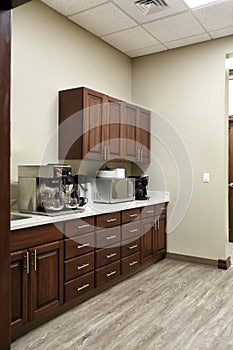 The break room in a small office building.