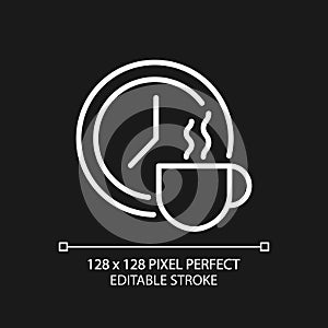 Break time pixel perfect white linear icon for dark theme