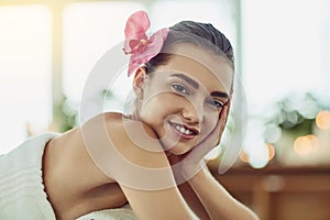 Breakaway for a day of beauty. Portrait of an attractive young woman getting pampered at a beauty spa.