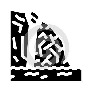 breakaway iceberg disaster glyph icon vector illustration