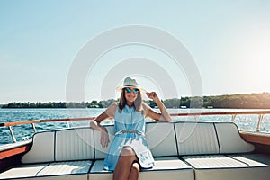 Breakaway in luxury. Portrait of an attractive young woman spending the day on her private yacht.