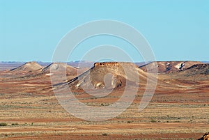 The Breakaways reserve near Coober Pedy at sunset in South Australia, Australia.