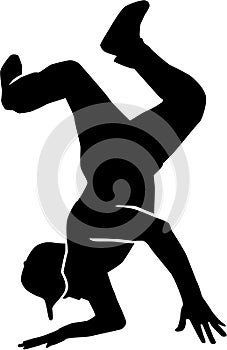 Breakdance stunt silhouette