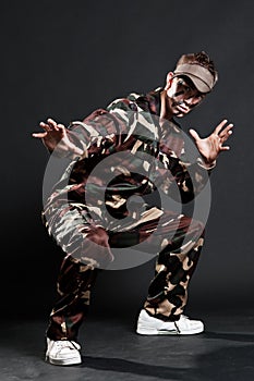 Breakdancer in camouflage