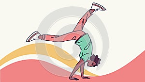 Breakdancer Handstand Pose Vector Illustration, vector design Generative AI