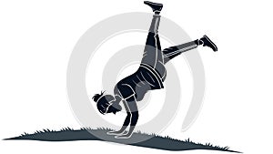 Breakdancer Performing Handstand Vector, vector design Generative AI