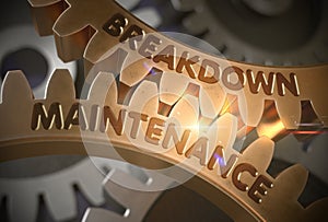 Breakdown Maintenance on Golden Gears. 3D Illustration.