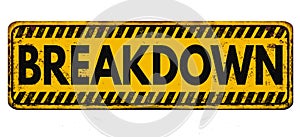 Breakdown vintage rusty metal sign