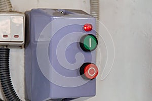 Breaker box on old dirty wall