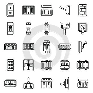 Breaker switch icons set outline vector. Cable chopper