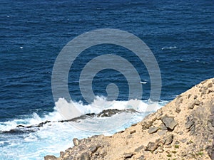 Breakers at the west coast of Fuerteventura in Spain photo