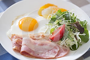 Breakfast bacon eggs,