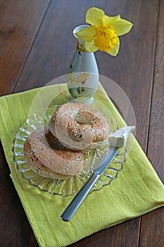 Breakfast bagels and cream cheese