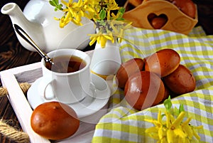 Breakfast in bed with fresh buns