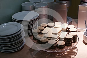 Breakfast with biscuits served in a hotel