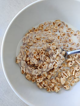 Bowl with cereals and milk photo