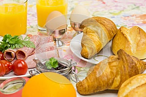 Breakfast bread egg cold cuts