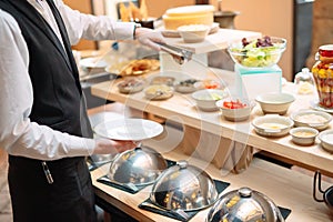 Breakfast buffet at the hotel or restaurant.