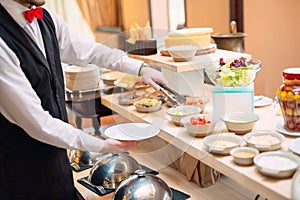 Breakfast buffet at the hotel or restaurant.