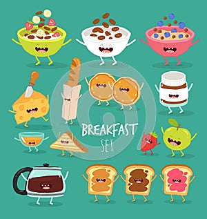Breakfast cereal dish coffee toast fruit cheese
