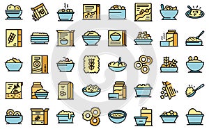 Breakfast cereal icons set vector flat