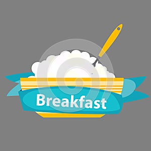 Breakfast Cereal Oatmeal, Icon in Modern Flat Style Vector Illus