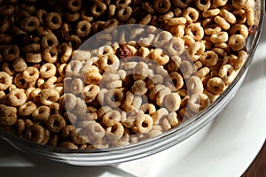 Breakfast cereals in morning light close-up