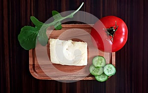 Breakfast, cheese and cucumber and tomatoes