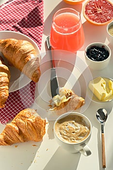 Breakfast With Coffee, Juice And Croissant