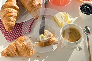 Breakfast With Coffee, Juice And Croissant