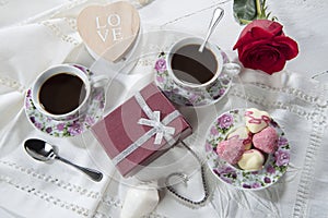 Breakfast with coffee of lovers photo
