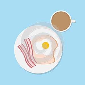 breakfast concept with bread,egg,bacon and coffee