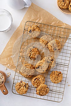 Breakfast cookies with oats, nuts and dried cranberry