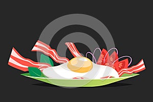 Breakfast with egg and bacon vector illustration. Cartoon style